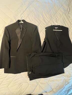 Jean Yves Paris 3-Piece Tuxedo Set, Black Worsted Wool, Men's XL